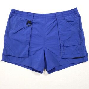 Eddie Bauer EBTEK Utility Shorts Mens Medium Blue Nylon Mesh Lined Cargo Vintage